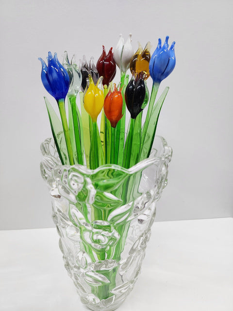 Purple Glass Tulip - Handcrafted Long Stem Flower