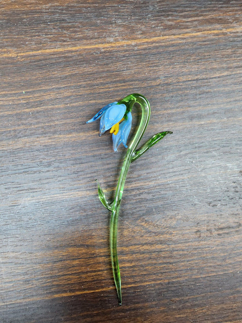 Blue Glass Lily - Handcrafted Short Stem Flower