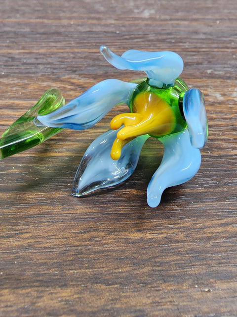 Blue Glass Lily - Handcrafted Short Stem Flower