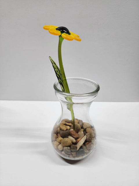 Black Eyed Susan, Handcrafted Glass Flower, Hand Made In Ukraine Using Murano Quality Glass, Great Gift For Flower Lovers, 6 Inch Black Eyed Susan
