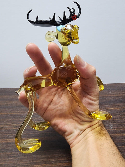Glass Standing Moose Figurine, Collectible Glass Moose, Murano Quality Gift At A Fraction Of The Price, Handcrafted In Ukraine