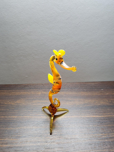 Naturally Colored Glass Figurine - Handcrafted - Seahorse Design