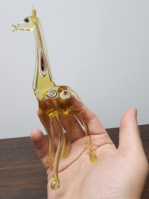 Naturally Colored Glass Figurine - Handcrafted - Giraffe Design