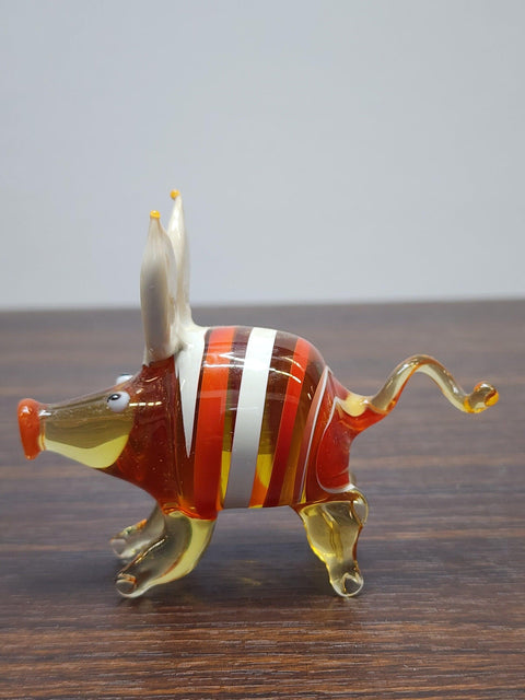 Naturally Colored Glass Figurine - Handcrafted - Pig Design