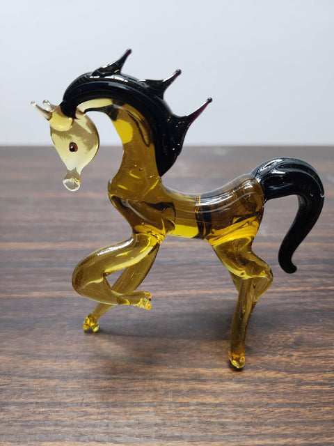 Naturally Colored Glass Figurine - Handcrafted - Horse Design