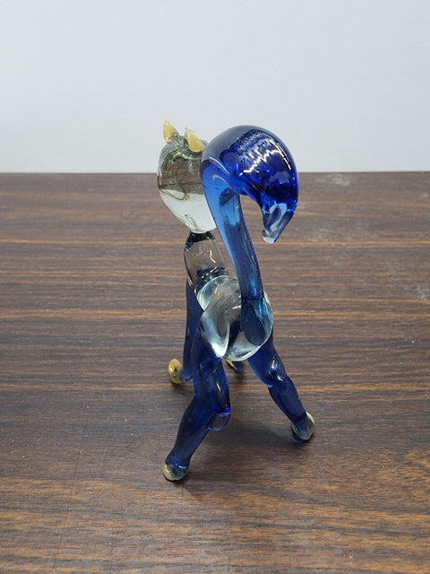 Naturally Colored Glass Figurine - Handcrafted - Standing Tall Cat Design