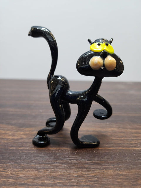 Naturally Colored Glass Figurine - Handcrafted - Cat Design
