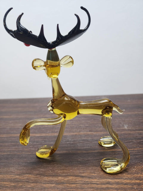 Glass Standing Moose Figurine, Handmade Murano Quality Design - Large