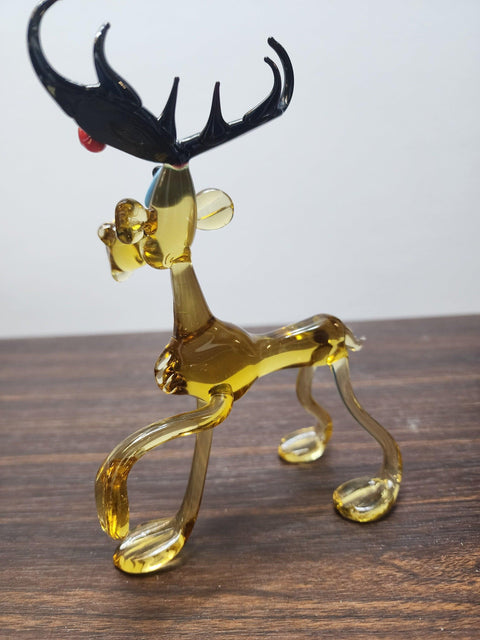 Glass Standing Moose Figurine, Handmade Murano Quality Design - Large