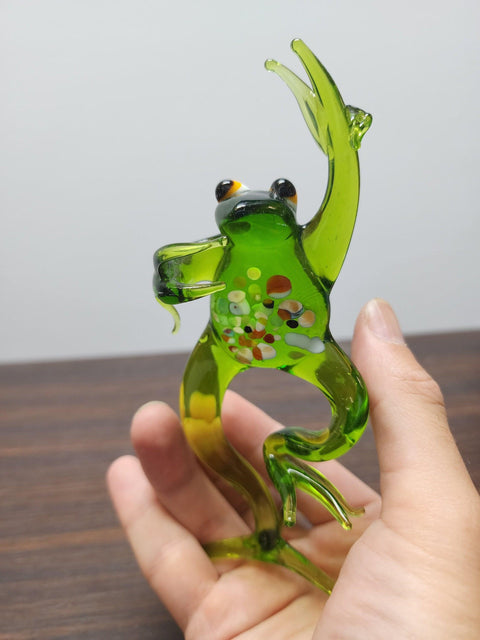 Glass Peace Frog Figurine, Collectible Glass Frog, Murano Quality Gift At A Fraction Of The Price, Handcrafted In Ukraine
