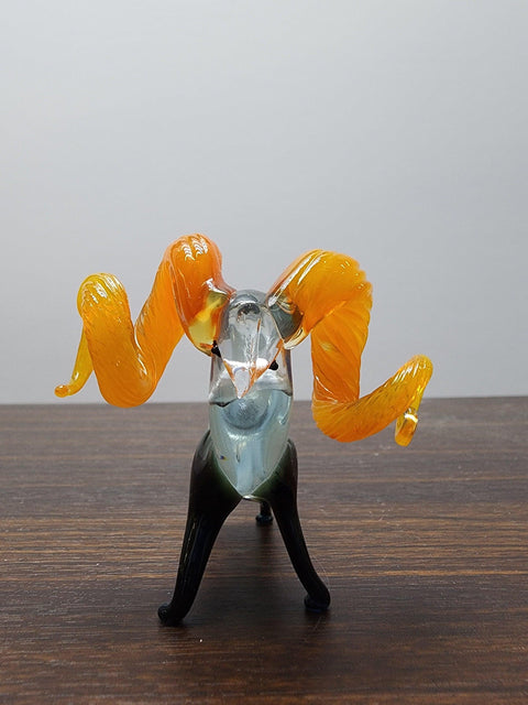 Naturally Colored Glass Figurine - Handcrafted - Ram Design