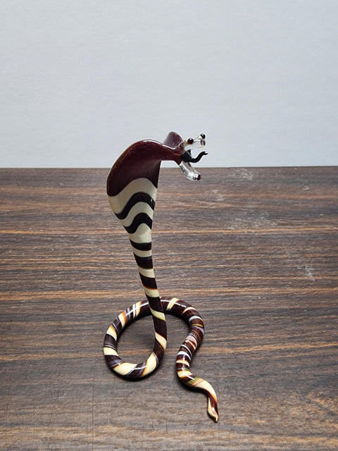 Naturally Colored Glass Figurine - Handcrafted - Colorful Cobra Design