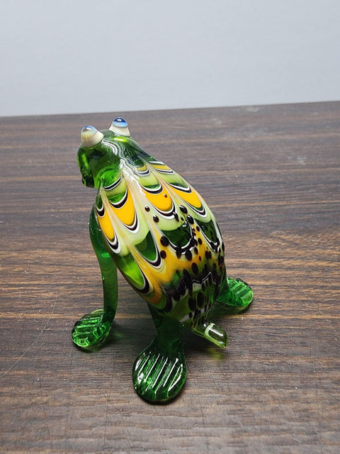 Naturally Colored Glass Figurine - Handcrafted - Frog Design