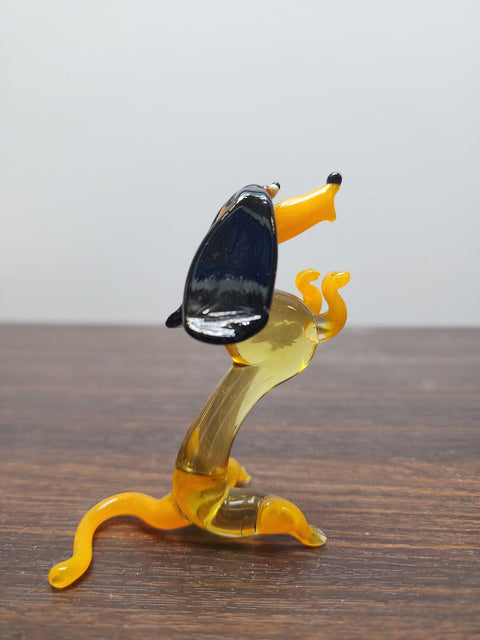 Naturally Colored Glass Figurine - Handcrafted - Dachshund Design
