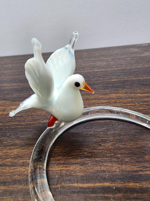 Glass Doves on Rings Figurine, Collectible Glass Dove, Murano Quality Gift At A Fraction Of The Price, Handcrafted In Ukraine