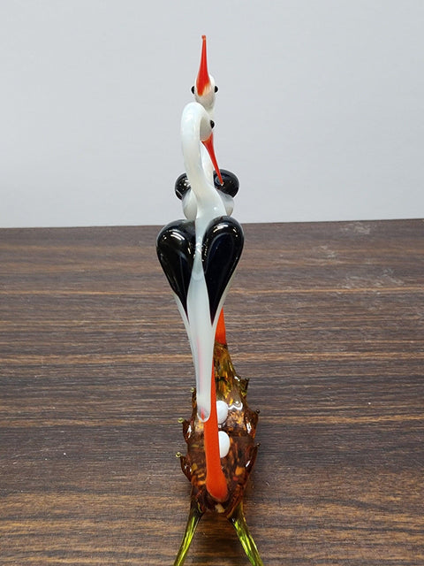 Glass Double Stork Figurine, Collectible Glass Stork, Murano Quality Gift At A Fraction Of The Price, Handcrafted In Ukraine