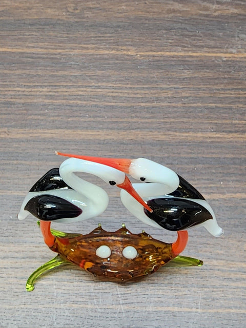 Glass Double Stork Figurine, Handmade Murano Quality Design