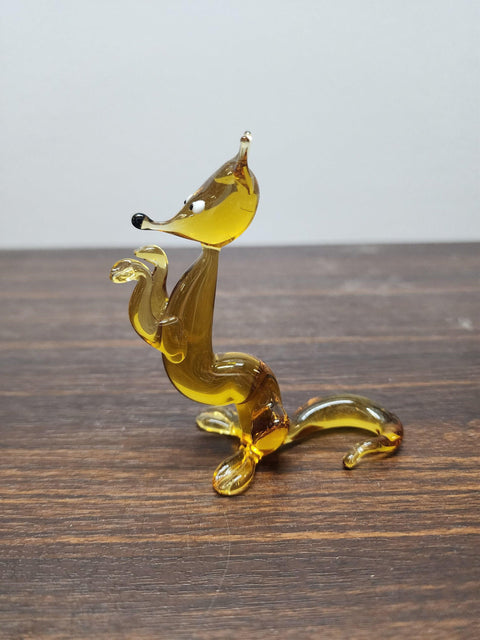 Naturally Colored Glass Figurine - Handcrafted - Standing Fox Design