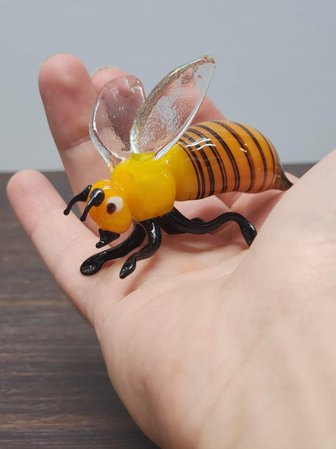 Naturally Colored Glass Figurine - Handcrafted - Bee Design