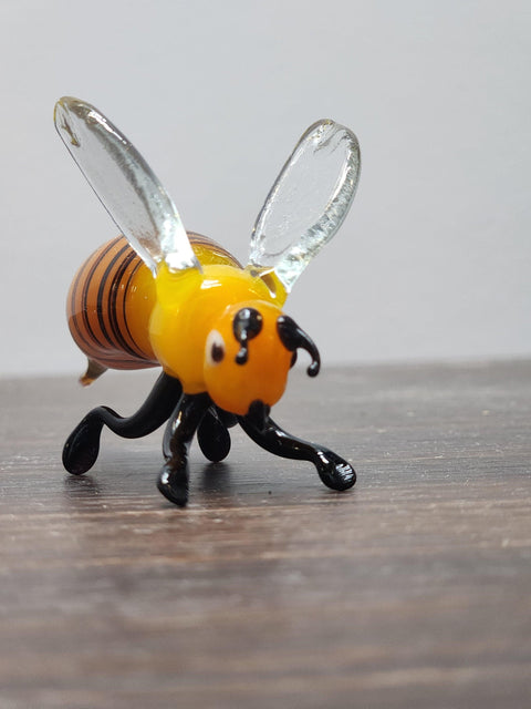 Naturally Colored Glass Figurine - Handcrafted - Bee Design