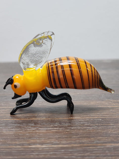 Naturally Colored Glass Figurine - Handcrafted - Bee Design