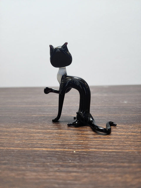 Naturally Colored Glass Figurine - Handcrafted - Cat Design