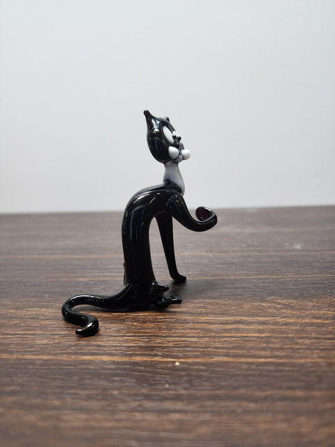 Naturally Colored Glass Figurine - Handcrafted - Cat Design