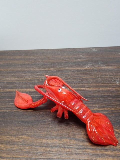 Naturally Colored Glass Figurine - Handcrafted - Red Lobster Design