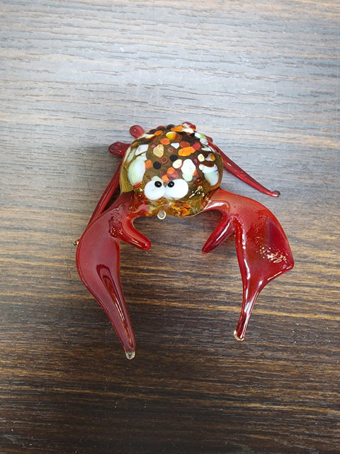 Naturally Colored Glass Figurine - Handcrafted - Crab Design