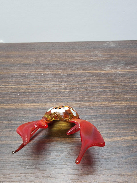 Naturally Colored Glass Figurine - Handcrafted - Crab Design