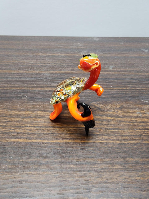 Naturally Colored Glass Figurine - Handcrafted - Turtle W Cane