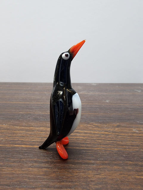 Naturally Colored Glass Figurine - Handcrafted - Penguin Design