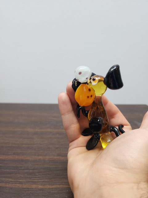 Glass Dachshund with Ball Figurine, Collectible Glass Dachshund, Murano Quality Gift At A Fraction Of The Price, Handcrafted In Ukraine
