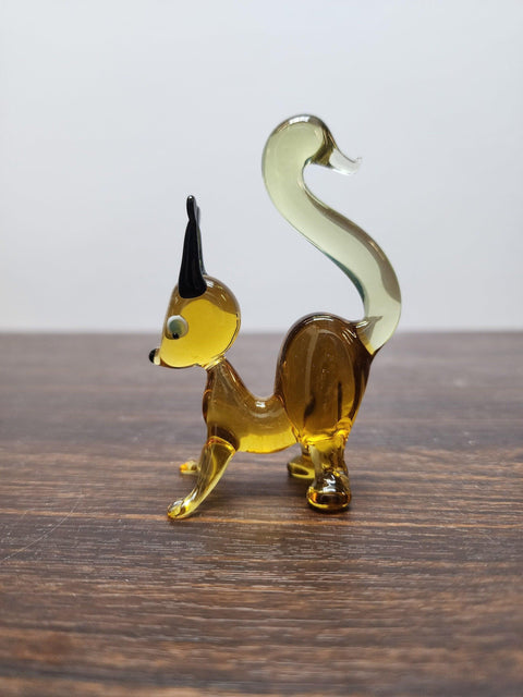 Naturally Colored Glass Figurine - Handcrafted - Squirrel Design