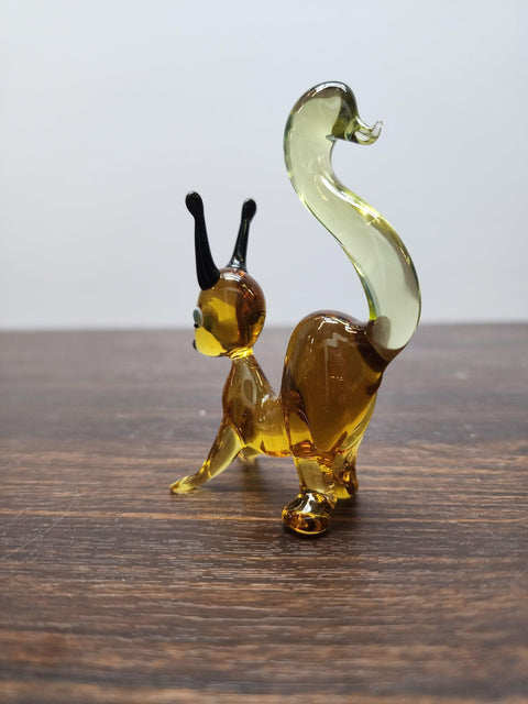 Naturally Colored Glass Figurine - Handcrafted - Squirrel Design