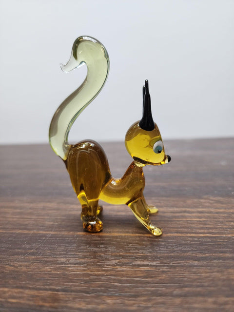 Naturally Colored Glass Figurine - Handcrafted - Squirrel Design