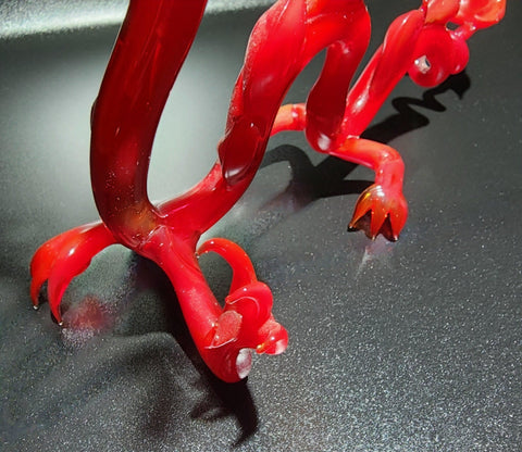 Red Glass Dragon Figurine, Handmade Murano Quality Design - Large