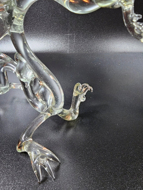 Clear Glass Dragon Figurine, Handmade Murano Quality Design - Large