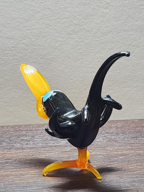 Naturally Colored Glass Figurine - Handcrafted - Crow Design