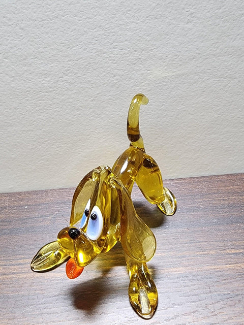 Naturally Colored Glass Figurine - Handcrafted - Spaniel Design