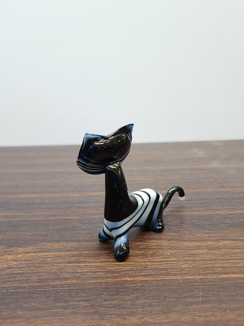 Naturally Colored Glass Figurine - Handcrafted - Cat Design