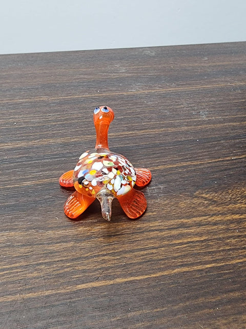 Naturally Colored Glass Figurine - Handcrafted - Turtle Design