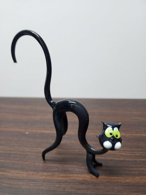 Naturally Colored Glass Figurine - Handcrafted - Cat Design