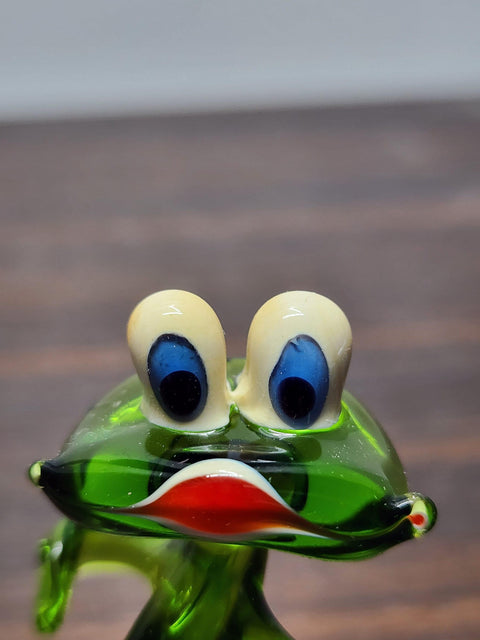 Naturally Colored Glass Figurine - Handcrafted - Frog Design