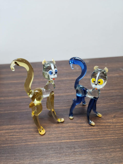 Glass Standing Tall Cat Figurine, Collectible Glass Cat, Murano Quality Gift At A Fraction Of The Price, Handcrafted In Ukraine