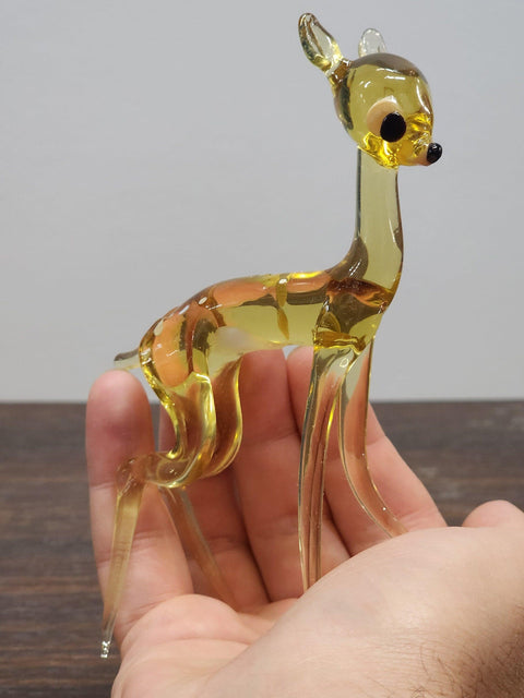 Naturally Colored Glass Figurine - Handcrafted - Deer Design