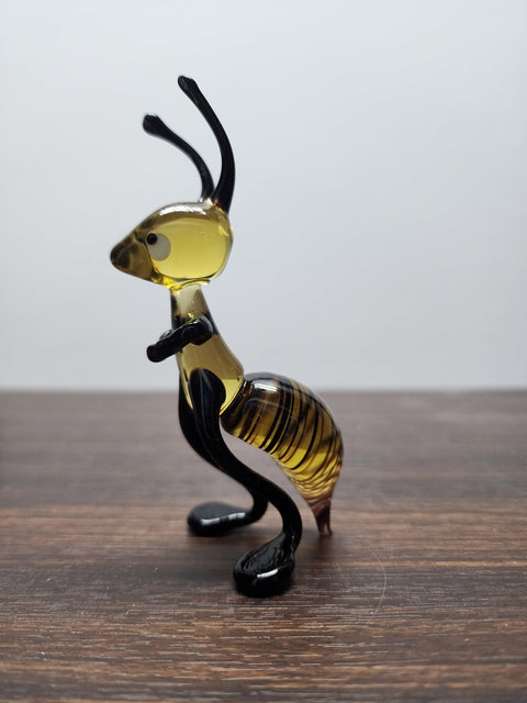 Naturally Colored Glass Figurine - Handcrafted - Standing Bee Design