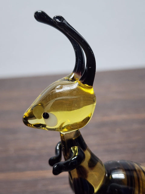 Naturally Colored Glass Figurine - Handcrafted - Standing Bee Design