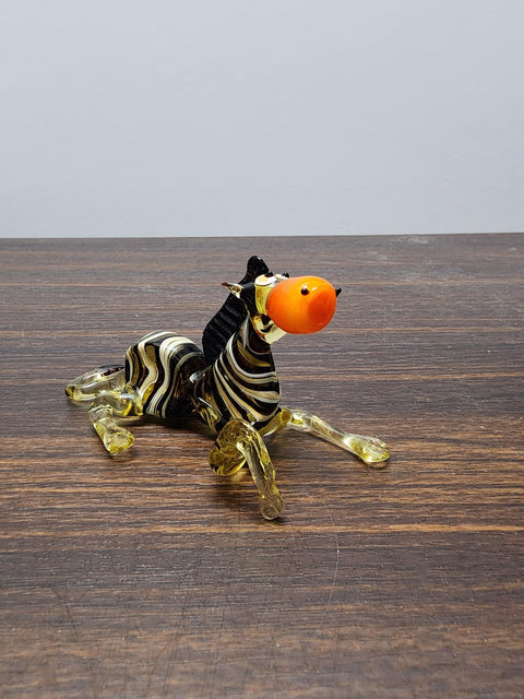 Naturally Colored Glass Figurine - Handcrafted - Zebra Design