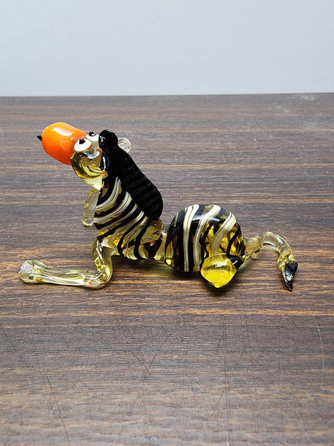 Naturally Colored Glass Figurine - Handcrafted - Zebra Design